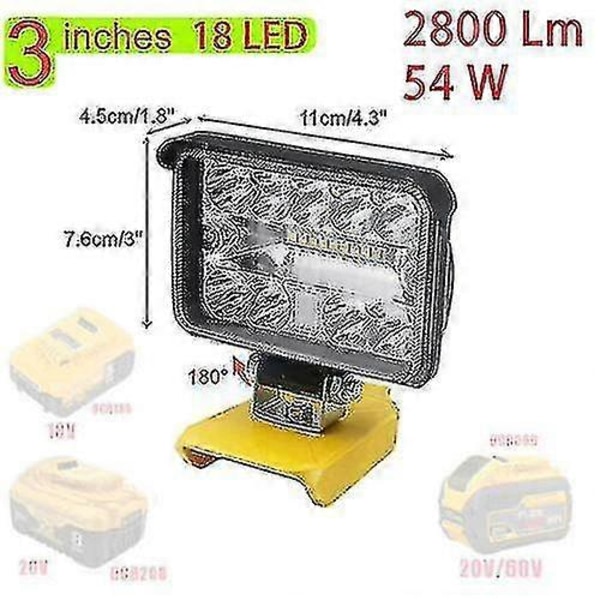 204W LED Arbetslampa 8600 Lm Ficklampa För Dewalt Xr 18V 20V Litiumbatteri
