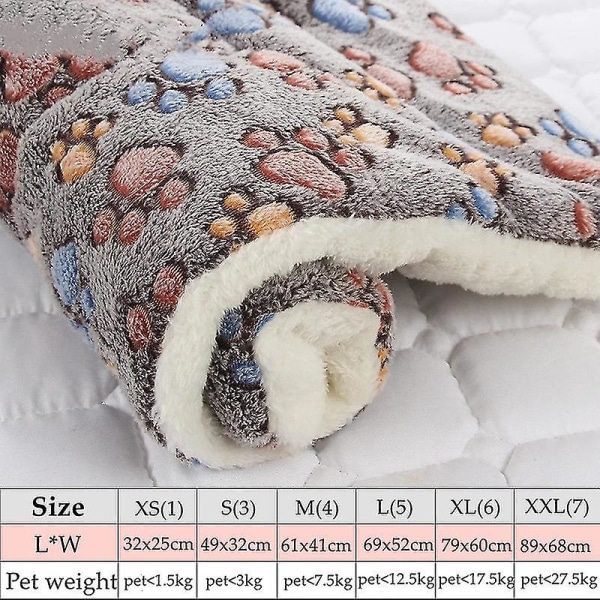 Mysig Lugnande Filt för Husdjur Mjuk Flanell Tjocknad Mjuk Fleece Matta för Husdjur S 49x32cm Coffe Footprint