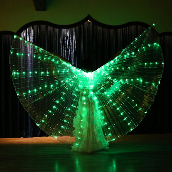LED-vingar för magedans med utdragbara pinnar - Halloween- och julscenkläder för vuxna och barn Green - 140cm Adults