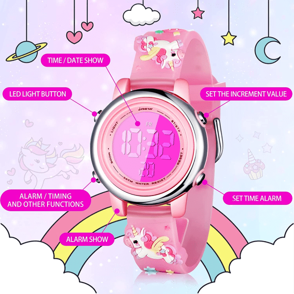 3-pack Barn Unicorn Klocka och Armband Digitalt Härlig stil