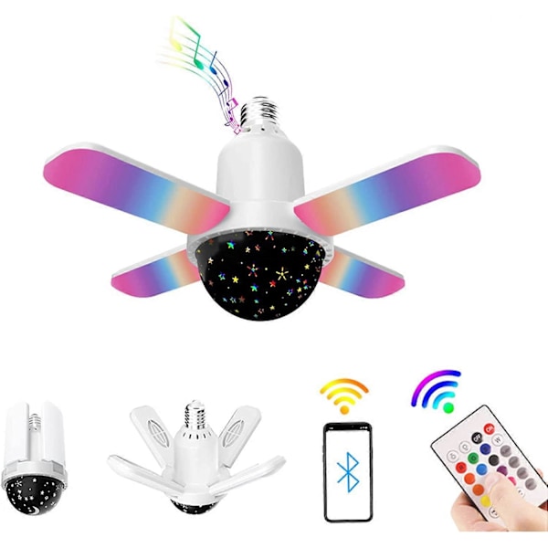 RGB Färg LED Lampa Dimbar E27 Sockel Fjärrkontroll och APP-Kontroll, 4 Lägen Musiklampor med Bluetooth Högtalare, 24W