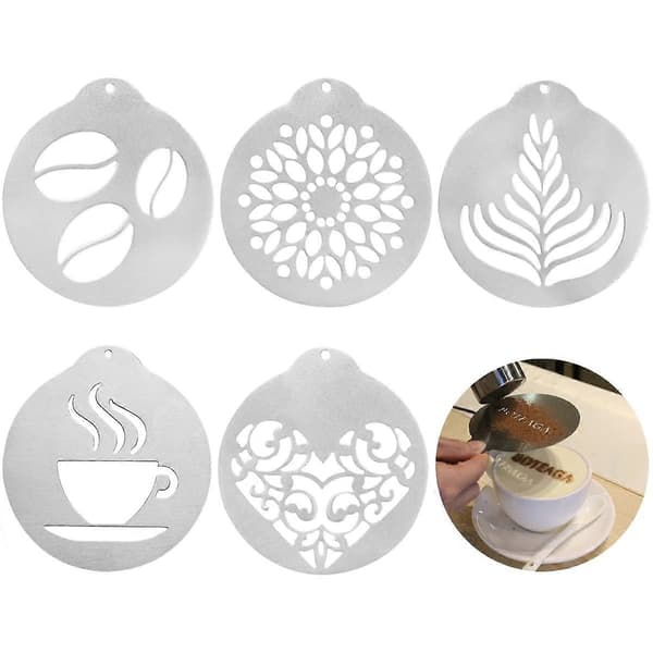 5-pack Kaffedekorationsstenciler i rostfritt stål