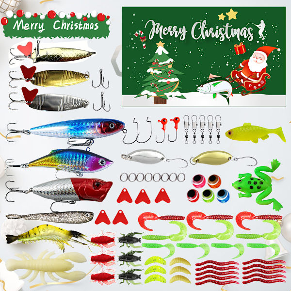 78-delars Fiskedragset med Beten & Krokar - Julklappsbox för Fiskeentusiaster