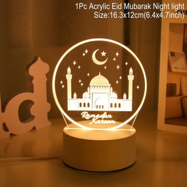 Eid Mubarak 3D Led Lampa Ramadan Nattljus Led Månstjärna Eid Sovrumsdekoration Ljusprydnad Ramadan Dekoration För Hem 2024