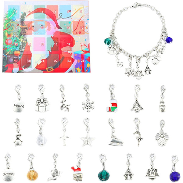 Adventskalender Presentask med DIY-Charm Armbandset för Barn Farbe