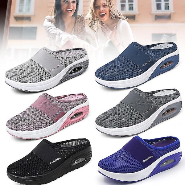 Luftkudde Vandringsskor Andningsbara Casual Mesh Slip On Vandring Gray 41