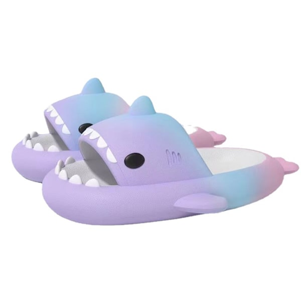 Rainbow Cloud Shark Tofflor Gradient Färg lila-blått pulver 44