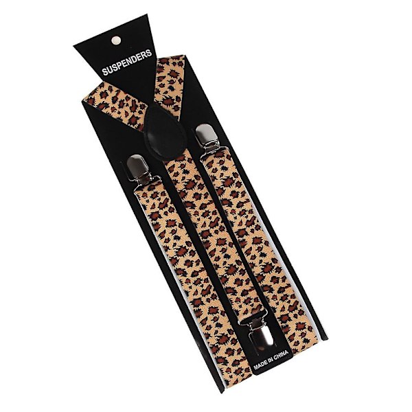 Unisex Suspender och Fluga Set Bred Leopardmönster Justerbar 3 Klämmor 2