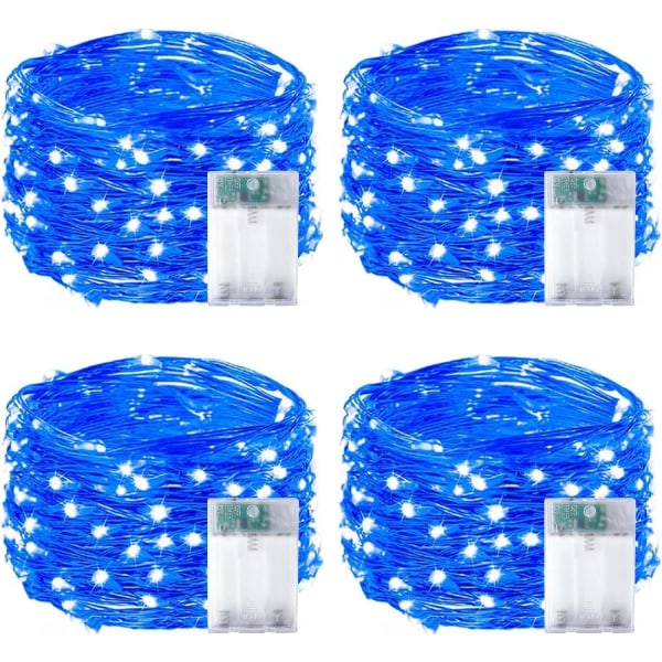 4-pack Batteridrivna Elf-Ljus med Timer, Vattentäta 16FT 50 LED Blue 4 pack 50 LED