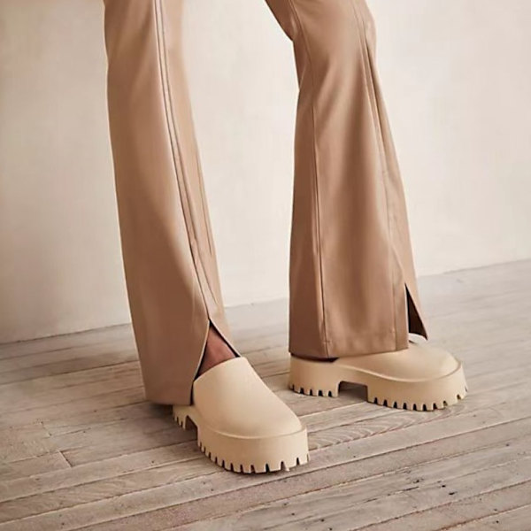 Kvinnors plattform Mules Colgs,Slip on Wedge Tjock sula Colg Tofflor Söt mode semester klackade plattformade sandaler Vatten Strand Komfort Mjuk Sko Beige 40