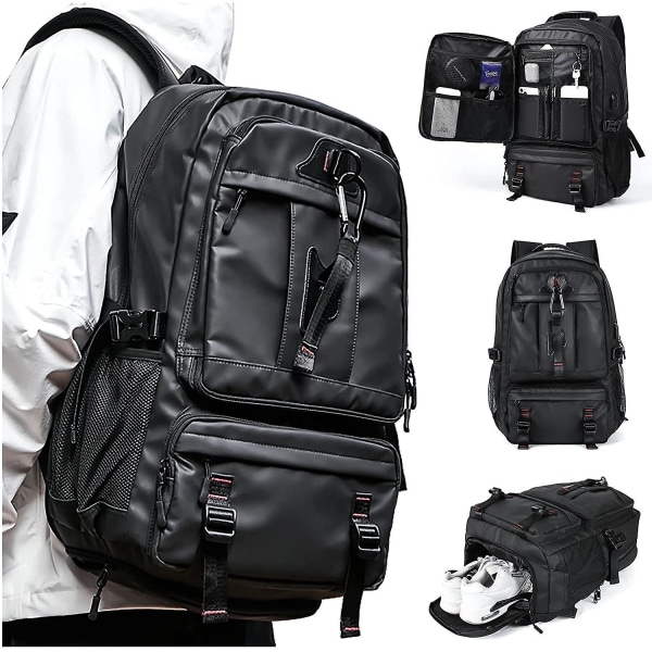 Stor reseryggsäck kvinnor, bär på ryggsäck män, vandring Backpa 15.6 inch Laptops L2-black(x-large)