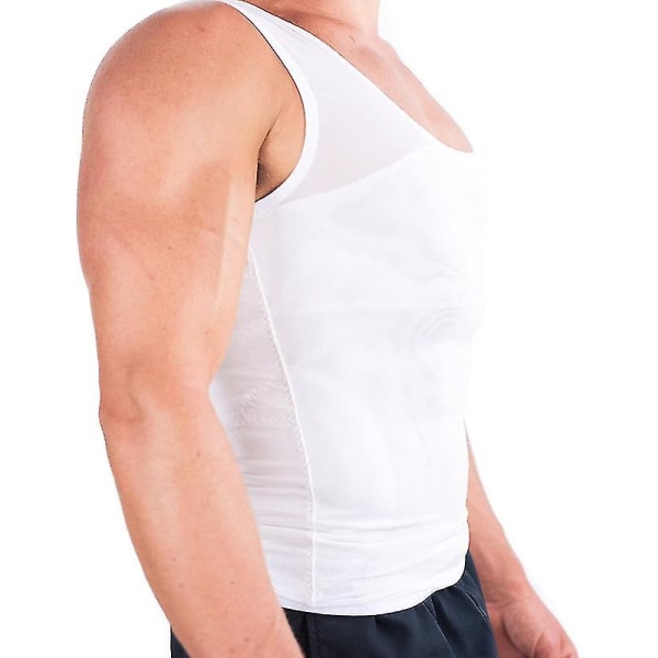 Bröstkompressionströja för män för att dölja gynekomasti Moobs Shapewear white L