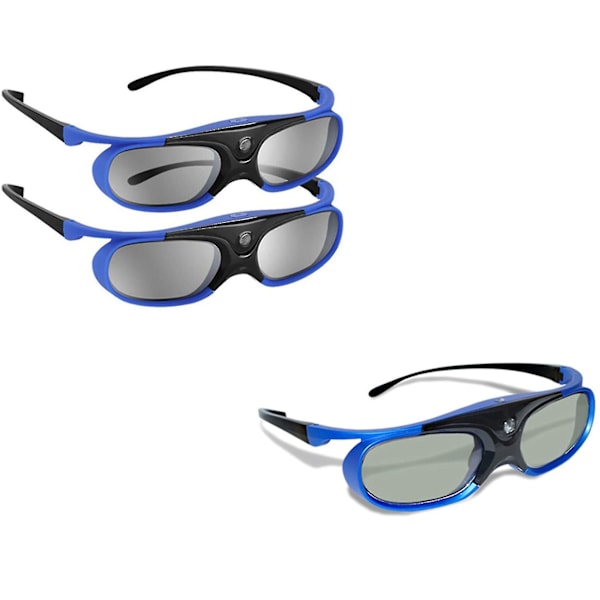 2 st Aktiv Shutter 3D-glasögon DLP-länk USB Laddningsbara