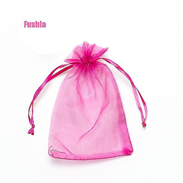 100 st 22 Färger 7x9 9x12 10x15 13x18 Cm Ritade Organzabägare Smycken fushia 7x9cm 100pcs