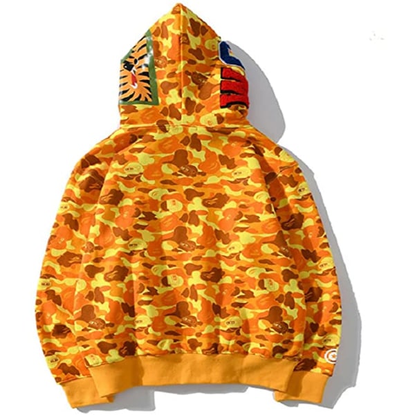 BAPE Shark Herr Hoodie Camo Lös Zipper Shark Head WGM Jacka S gul M