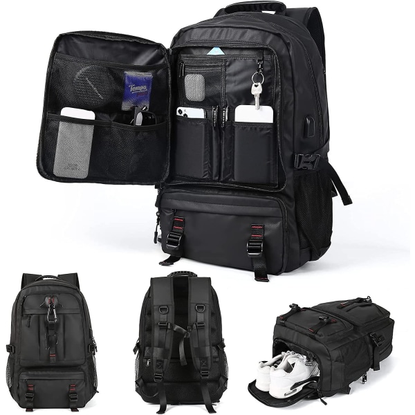 Stor reseryggsäck kvinnor, bär på ryggsäck män, vandring Backpa 15.6 inch Laptops L1-black(large)