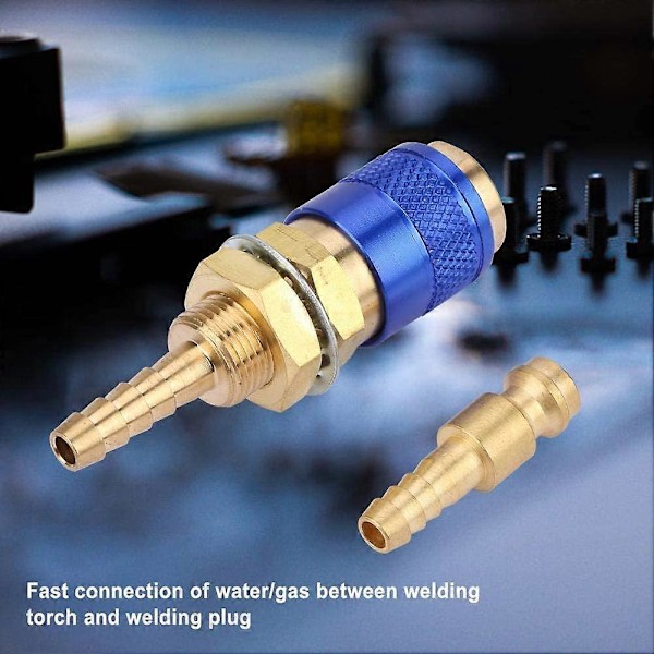 Vattenkyld Adapter - M6 Gas- och Vatten Snabbkoppling för MIG TIG Svetshandske (Blå)
