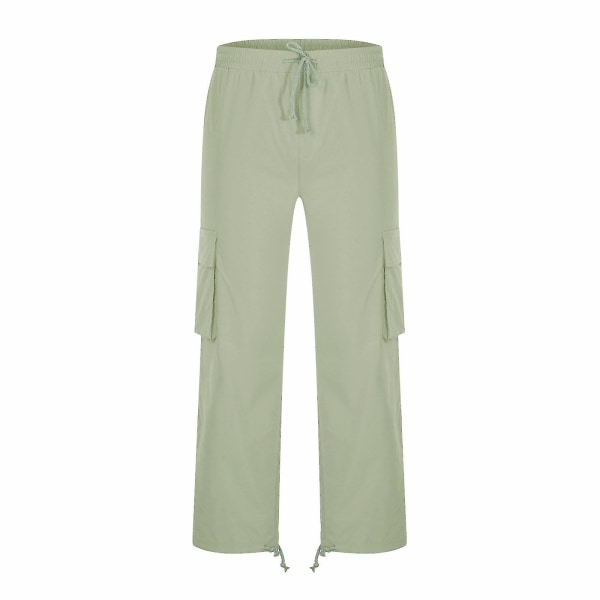 Män Solid Casual Flera fickor utomhus Rak typ Fitness Byxor M Green