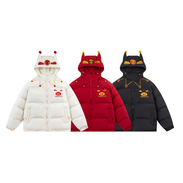 2023 Höst/vinter Loose Fit Mode Mångsidig broderad huva black S