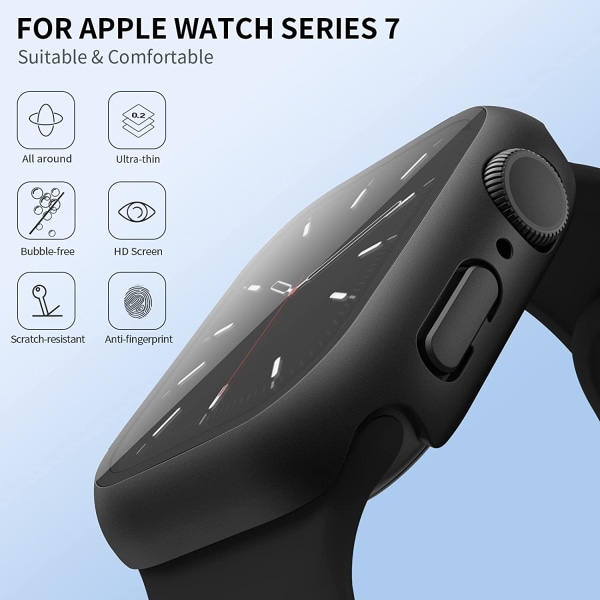 3-pack kompatibel med Apple Watch Series 8/11-skärmskydd Svart+Klar+Blå 45 mm