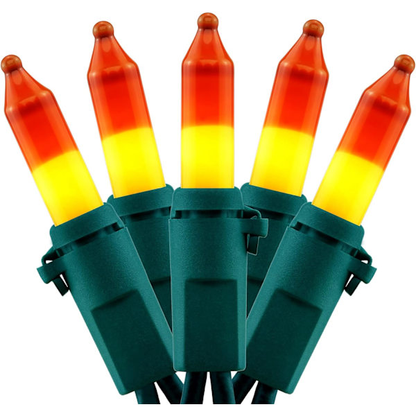 Klar julbelysning med grön sladd, 20 meter 200 lampor UL-certifierad Candy Corn