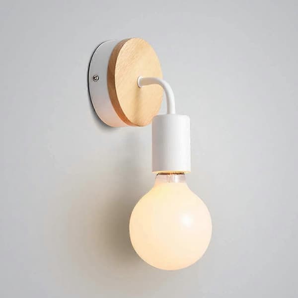Modern E27 Edison Vägglampa Samtida Metall Loft Led Trä Sconce Typ Sconcesvarmgul