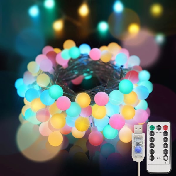 Globe String Lights Sovrum, 100 Led Fairy Lights Plug in, Indoor Stri Multicolor 50 LED USB