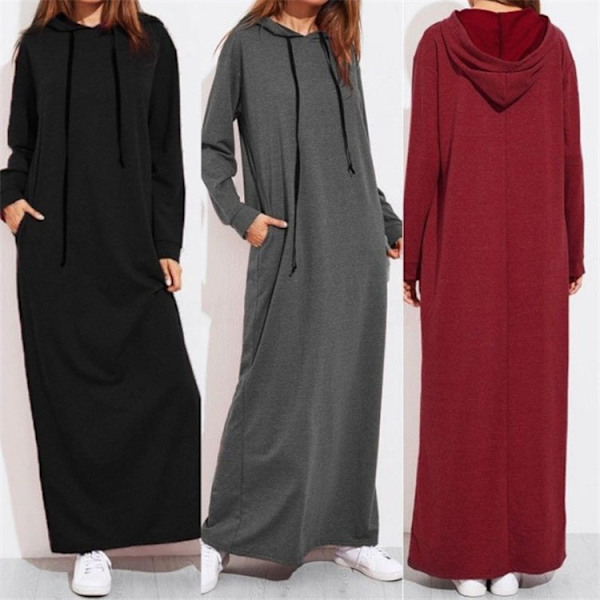 Julklänningsklänning med huva, höstkläder, sweatshirtklänning, vinterklänning 2XL