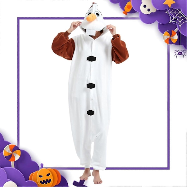 Unisex Vuxen Onesie Pyjamas Djur Heldräkt Halloween Kostym Jul Sovkläder Jumpsuit Olaf X-Large