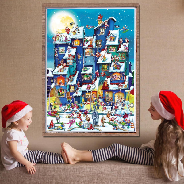 Jultomte Blind Box Pussel Adventskalender Barnpussel, 24 Dagar Blind box