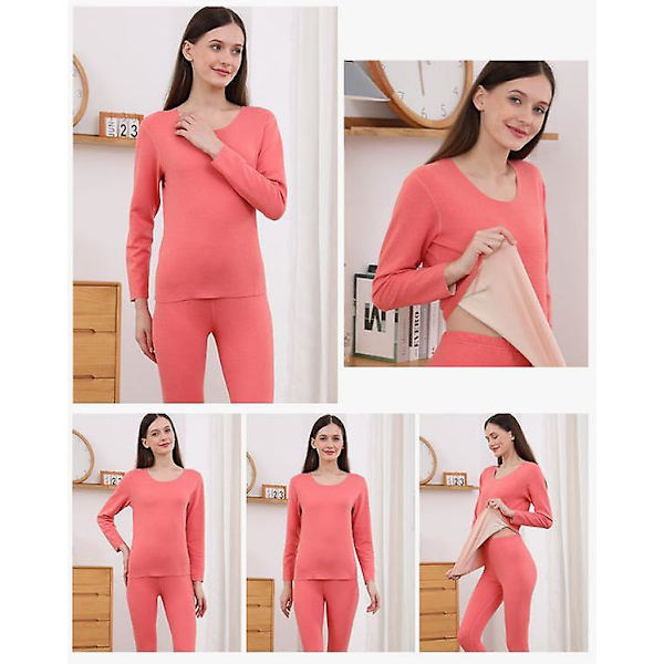 Vuxen Termisk Underkläder Pyjamas Set dark pink Women L