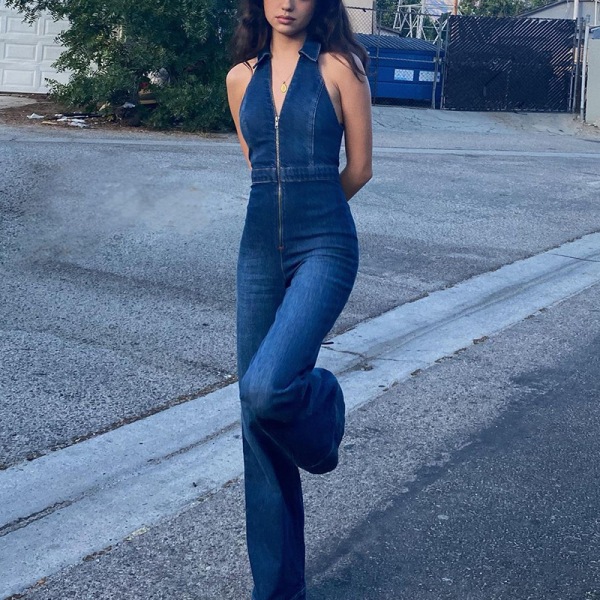 Jumpsuit - Ny Dam Sleeveless Wide-Leg Denim Jumpsuit 2023 XL