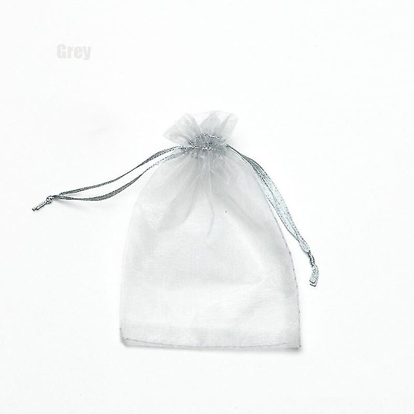 100st 22 Färger 7x9 9x12 10x15 13x18 Cm Dragable Organza Väskor Smycken flock 7x9cm 100pcs
