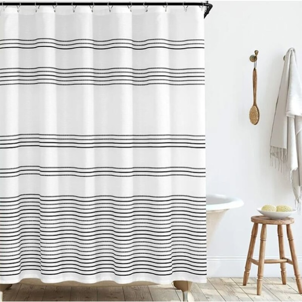 Svart och vit duschdraperi badrum Modern svart randig Sho