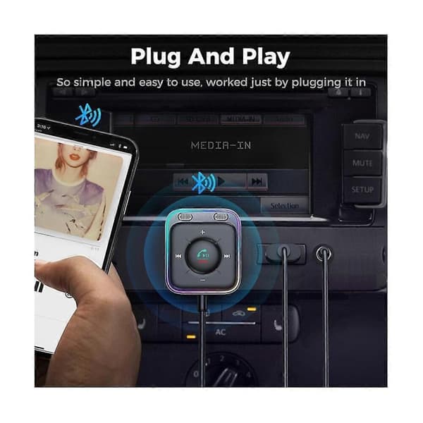 Bluetooth 5.3 Biladapter Förbättrade Dubbla Mikrofoner ENC Brusreducering 3.5mm Aux Ljudadapter Bluetoo