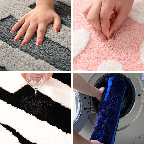 Badrumsmattor, Halksäkra Badrumsmattor, Mjuka Absorberande Söta Badrumsmattor, Maskintvättbara Snabbtorkande SPA Black