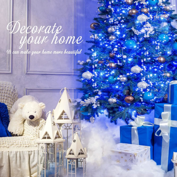 Varmvit julbelysning inomhus, 33ft 100 LED julslinga Blue