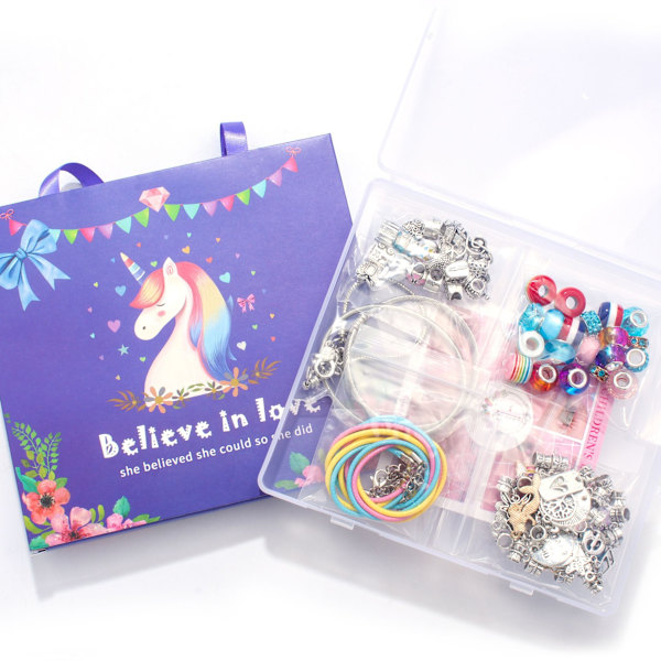 Adventskalender - 66 st Unicorn Enastående Armband Presentask DIY Carto