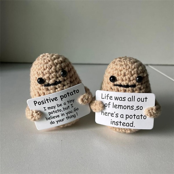 Mini Funny Positive Life Potatis, 3" Intressant stickad ullpotatis Do Positive Potato 2Pcs