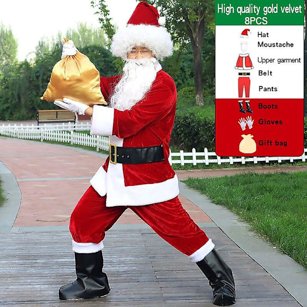 6-pack Jultomte Kostym med Hatt - Herr Cosplay Festkläder 8pcs-C 6XL