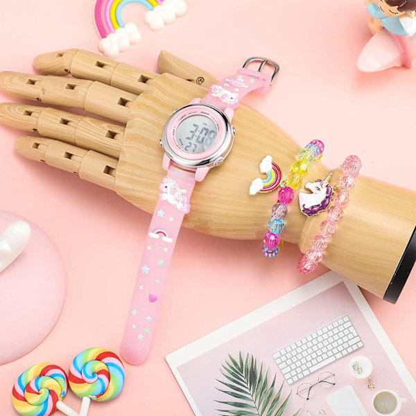 3-pack Barn Unicorn Klocka och Armband Digitalt Härlig stil