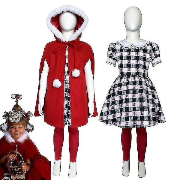 Flickor Cindy Lou Who Cosplay Kvinnor Jultomtekostym Fancy Dress_SJJYV Girl Full Set 130