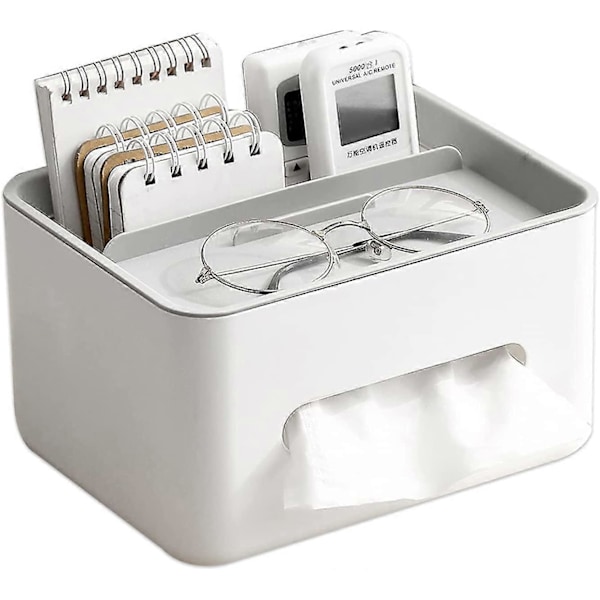 Rektangulär Tissue Box Cover Hållare med Förvaring Servett, Grå