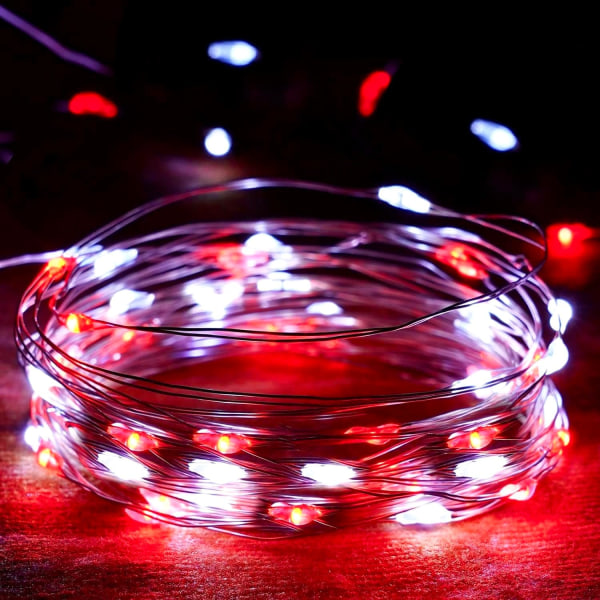 4-pack Batteridrivna Elf-Ljus med Timer, Vattentäta 16FT 50 LED Red and Green 1 pack 50 LED