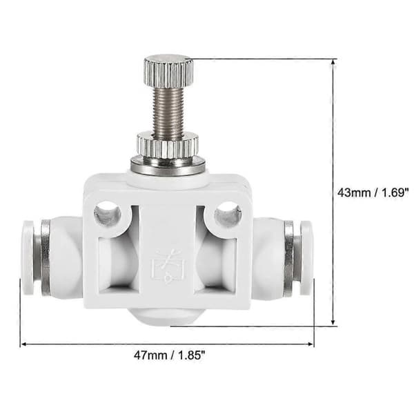 Luftflödeskontrollventil, In-line Hastighetsregulator Union Rak, 6mm Rör Ytterdiameter 2st
