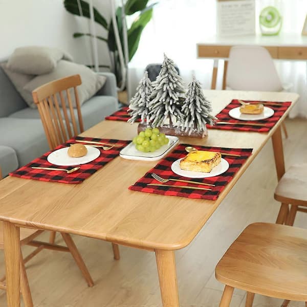 4-pack Röda &amp; Svarta Buffelrutiga Mattor