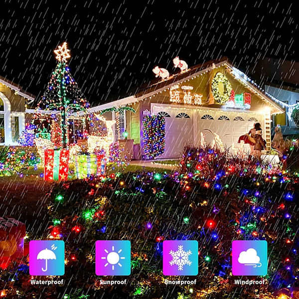 200 LED Flerfärgade Julbelysning Utomhus Vattentät, Utbyggbar 20m Multicolor 500 LED