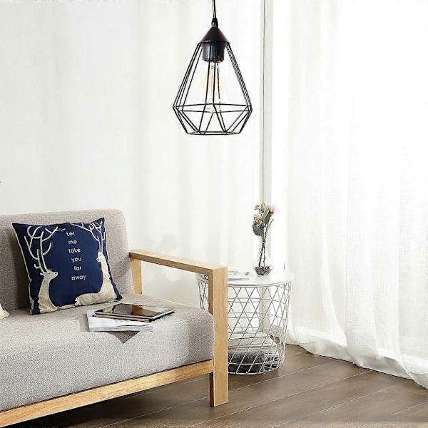 Metall Lampskärm Retro Svart Lampskärm för Kök Matsal Sovrum Hall (Svart)