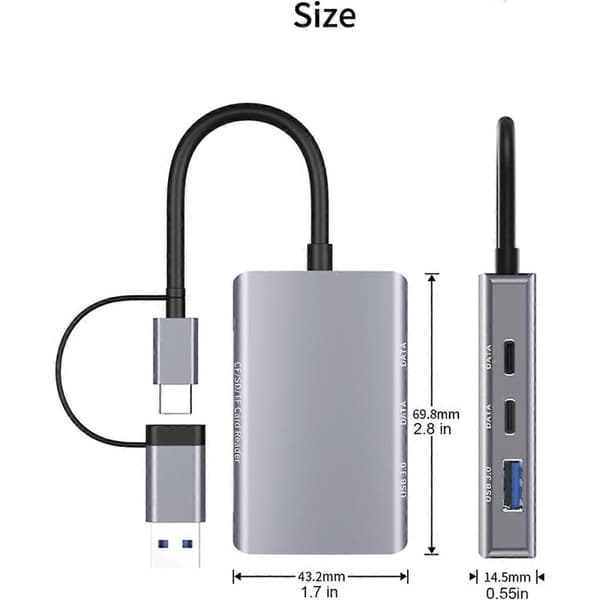 6-i-1 /SD/TF-kortläsare USB-C Hub USB 3.0-kortläsaradapter för dator/Android/Micro-SD