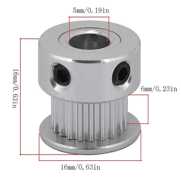 10-pack GT2 Timing Pulley med 20 tänder 3D-skrivartänder, 5mm hål, 6mm bredd